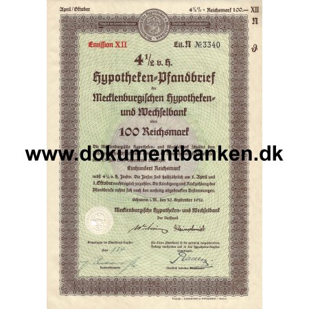 Tyskland Hypotheken 4 % Pfandbrief 1938