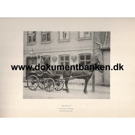 Det Kgl. Postvsen's Hestevogn til 2 rejsende subsidieret service af Det Kgl. Danske Postvsen 1892.