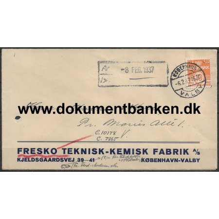 Fresko Teknisk-Kemisk Fabrik A/S Kjeldgaardsvej 39-41 Kbenhavn Valby Kuvert