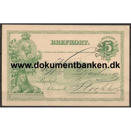 25 rs Jubilum 1897 Brefkort Sverige Helsager