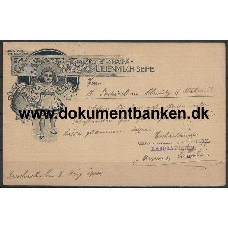 Reklamebrevkort Bergmann's Lilienmilch-Seife Schweiz 1900