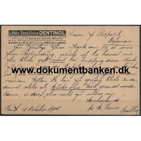 Reklamebrevkort Denitol Schweiz 1901