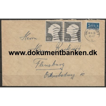 Tyske Krigsfanger Bundespost Tyskland Kuvert 1953 