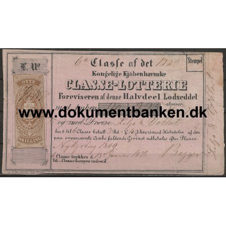 Lotteri Original Classe-Lotterie 1869 Dokument