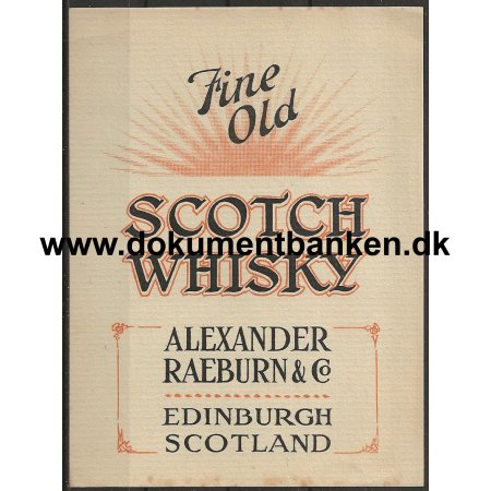 Scotch Whisky Alexander Raeburn &amp; Co Edinburgh Scotland Etiket