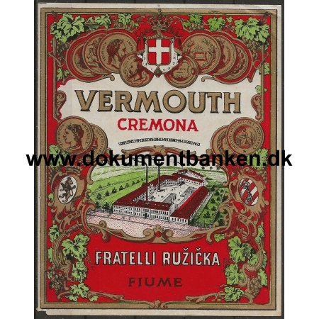 Vermouth Cremona Fratelli Ruzicka Kroatien Etiket