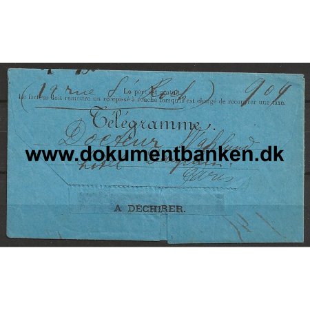 Telegram Dr. Wahlund Hotel Dauphine Paris Frankrig Dokument