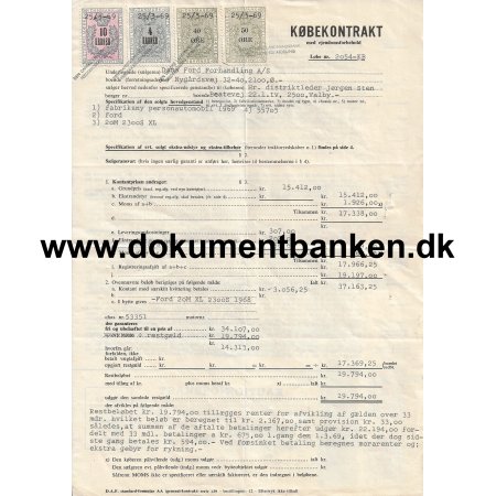 Kbekontrakt Personautomobil 18 marts 1969 Dokument