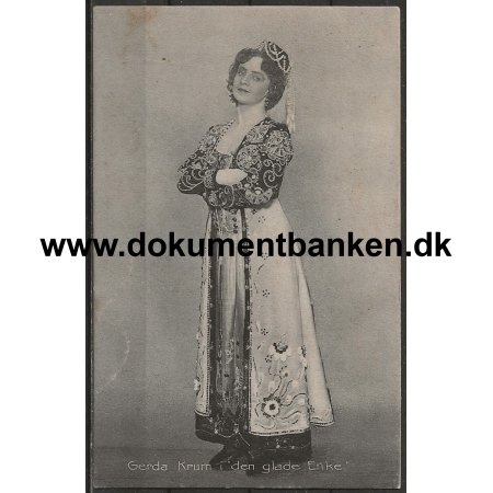 Gerda Krum i "Den Glade Enke" Postkort