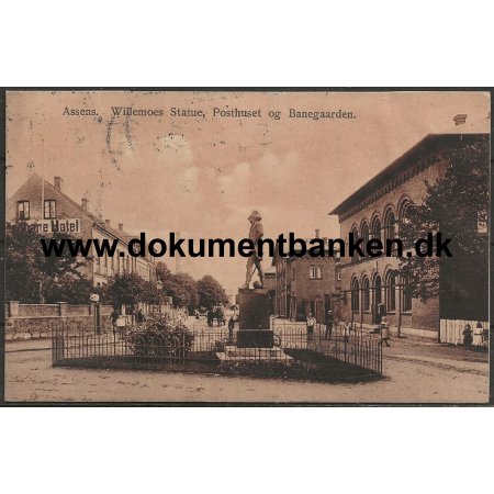 Posthuset og Banegrden i Assens p Fyn Postkort