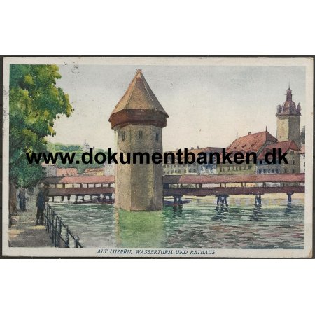 Wasserturm und Rathaus Luzern Schweiz Postkort