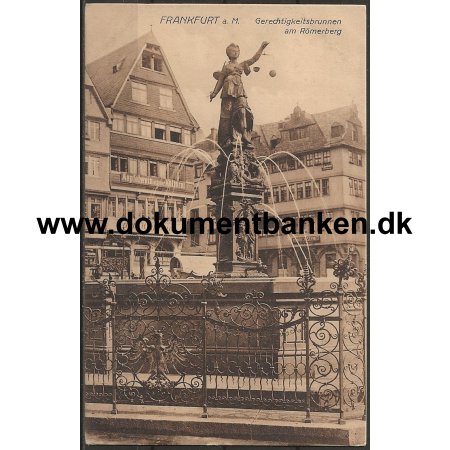 Gerechtigkeitsbrunnen am Rmerberg Frankfurt Tyskland Postkort