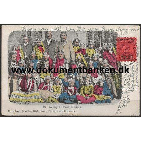 Group of East Indians Demerara Georgetown British Guiana Postkort