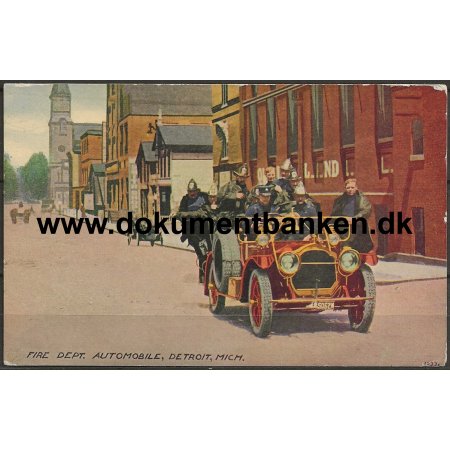 Fire Dept. Automobile Detroit Michigan USA Postkort