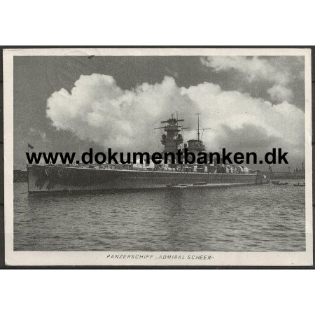 Admiral Scheer Tysk Krydser Feldpostkort Tysk Marine Postkort