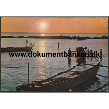 Fisherman's boat and Sunset Filippinerne Asien Postkort