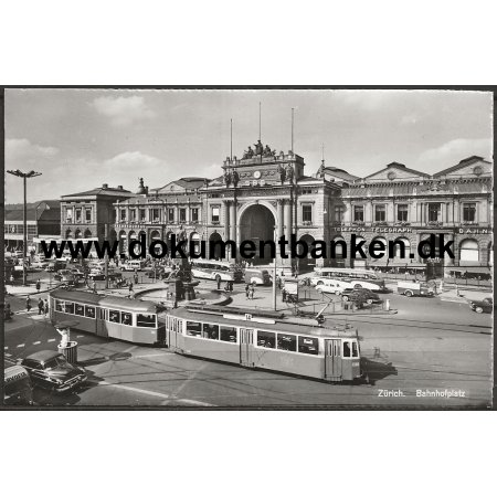 Bahnhofplatz Sporvogn Zrich Schweiz Postkort