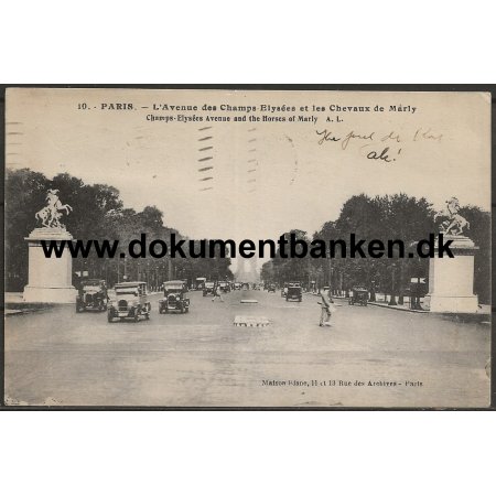 L'Avenue des Champs Elysees et Chevaux de Marly Paris Frankrig Postkort