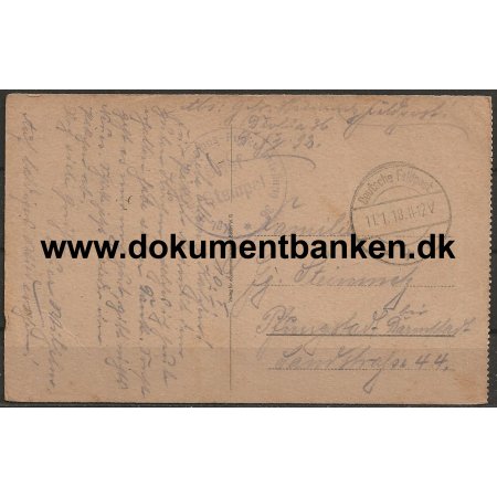 Tysk Feldpost WW 1 Militr Postkort