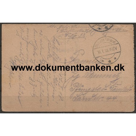 Tysk Feldpost WW 1 Militr Postkort