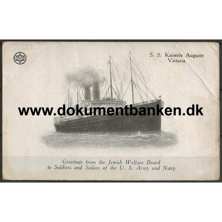 Skibet S.S. Kaiserin Auguste Victoria U.S.A. Postkort