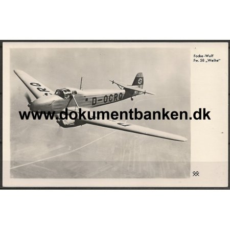 Focke-Wulf Fw58 D-OCRQ Tysk Luftvben 2 Verdenskrig Postkort