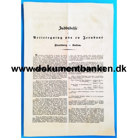 Flensborg - Husum Jernbane  - Flensborg 23 maj 1841 Indbydelse til tegning af aktier