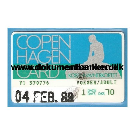 Copenhagen Card 1988. Turistkort til tog og bus i Hovedstadsomrdet