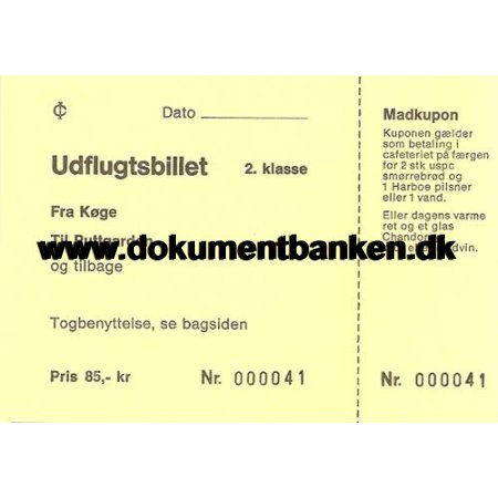 DSB, Udflugtsbillet, Kge til Puttgarden, 1975