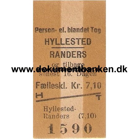 Edmonsonsk Billet. Hyllested - Randers