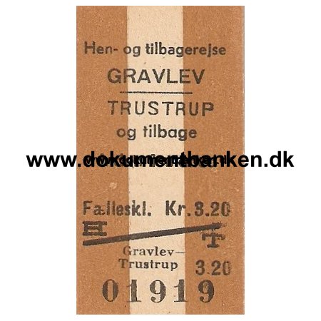 Edmonsonsk Billet. Gravlev - Trustrup