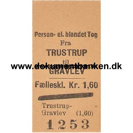 Edmonsonsk Billet. Trustrup - Gravlev