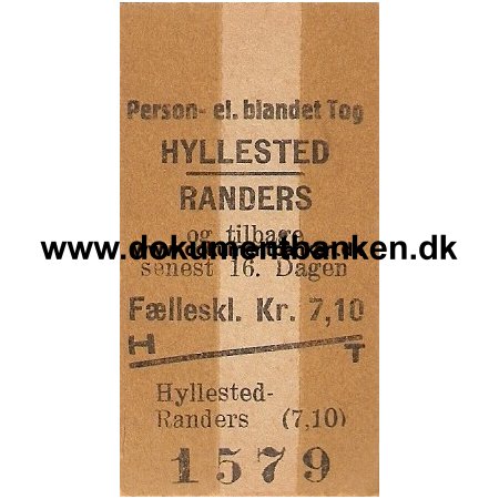 Edmonsonsk Billet. Hyllested - Randers