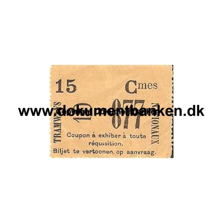 Antwerpen - Sporvejbillet 15 C.mes.