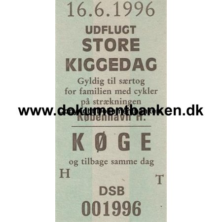 Familiebillet ved Kulturby 96 for frirejse til Kge 1996