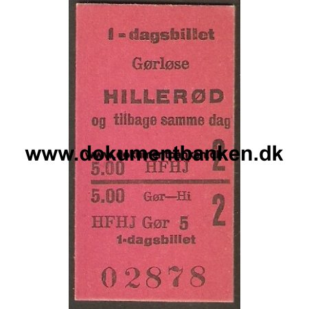 Hillerd - Grlse, 1 dags billet, Edmonsonsk billet