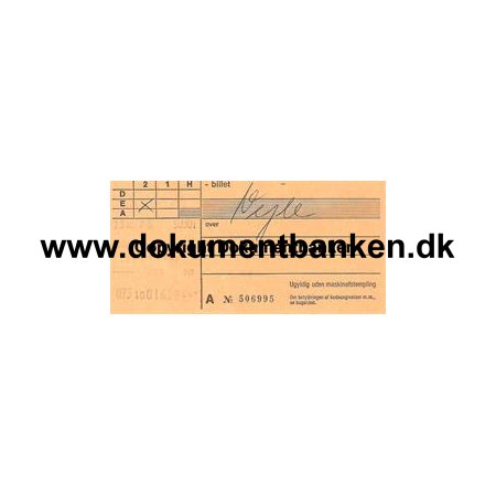DSB Billet Nrre by til Vejle 1976