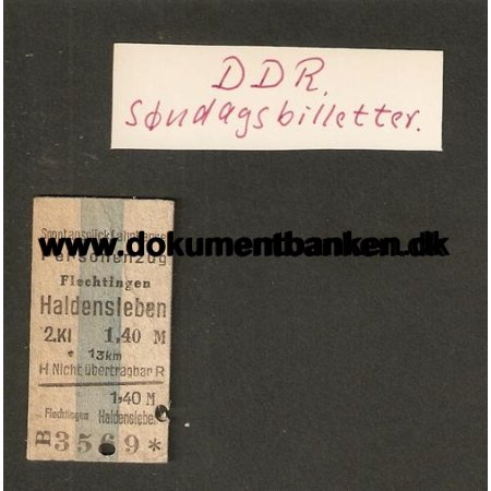 DDR, Edmonsonsk Billet, Sndagsbillet
