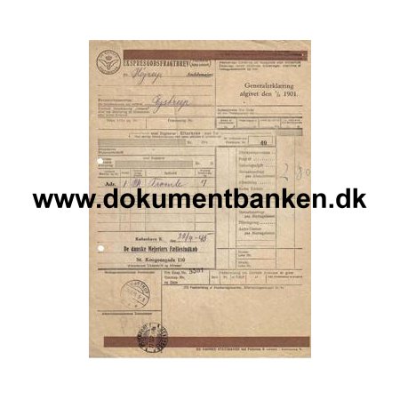 sterport til Ejstrup Ekspresgodsfragtbrev 1945