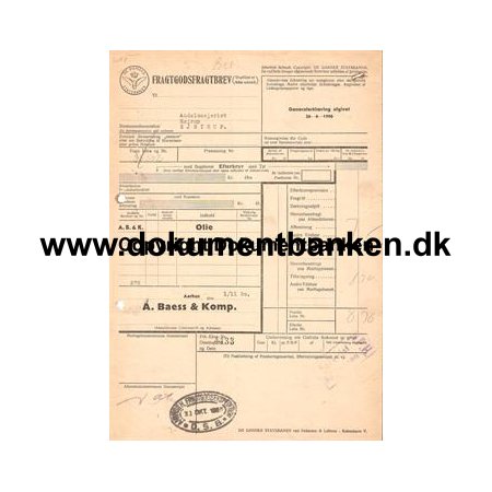 A. Baess & Komp. rhus til Ejstrup 30 oktober 1950
