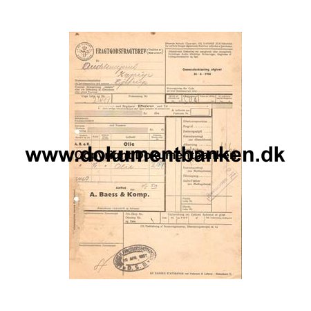 A. Baess & Komp. rhus til Ejstrup 29 april 1950