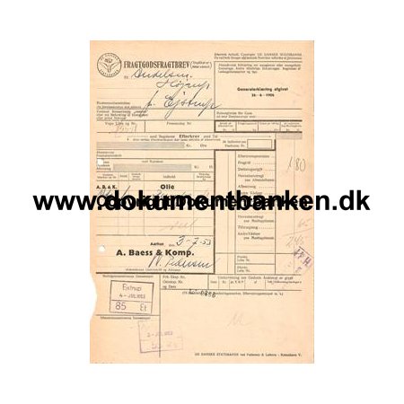 A. Baess & Komp. rhus til Ejstrup 3 juli 1953