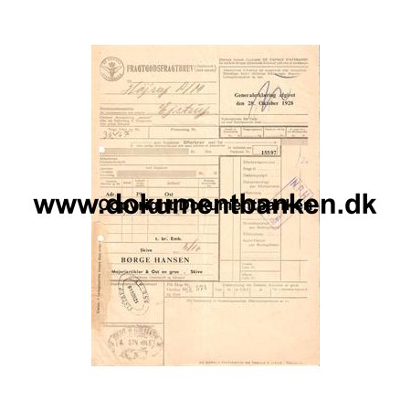 Fragtgodsbrev Skive til Ejstrup 6 november 1948
