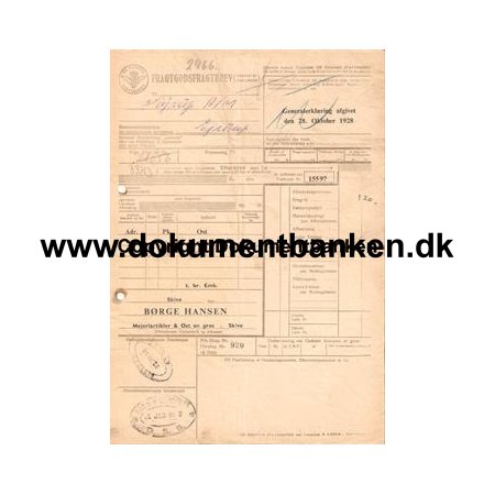 Fragtgodsbrev Skive til Ejstrup 22 januar 1948