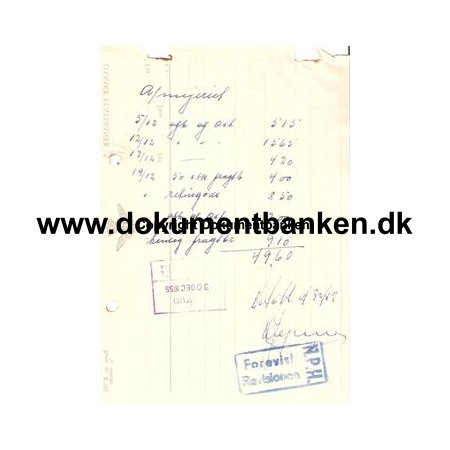 Danske Statsbaner 1955 Ejstrup Kvittering
