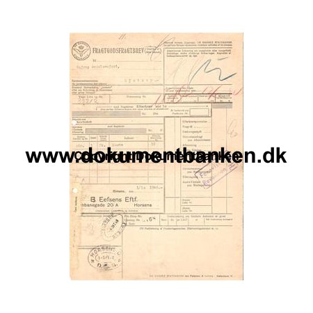 Fragtbrev Horsens til Ejstrup 1 oktober 1948