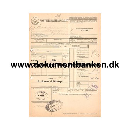 A. Baess & Komp. rhus til Ejstrup 6 marts 1951