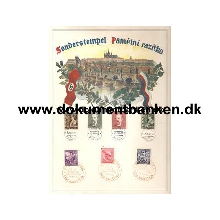 Bhmen und Mhren p dekorativt ark stemplet 1943 og 1944