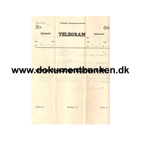 Telegram Plsboda- Finspongs Jrnvg 1885 
