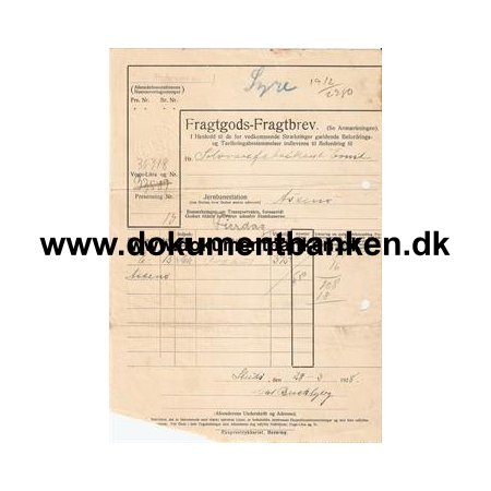Fragtbrev, Studsgaard til Assens. 1928